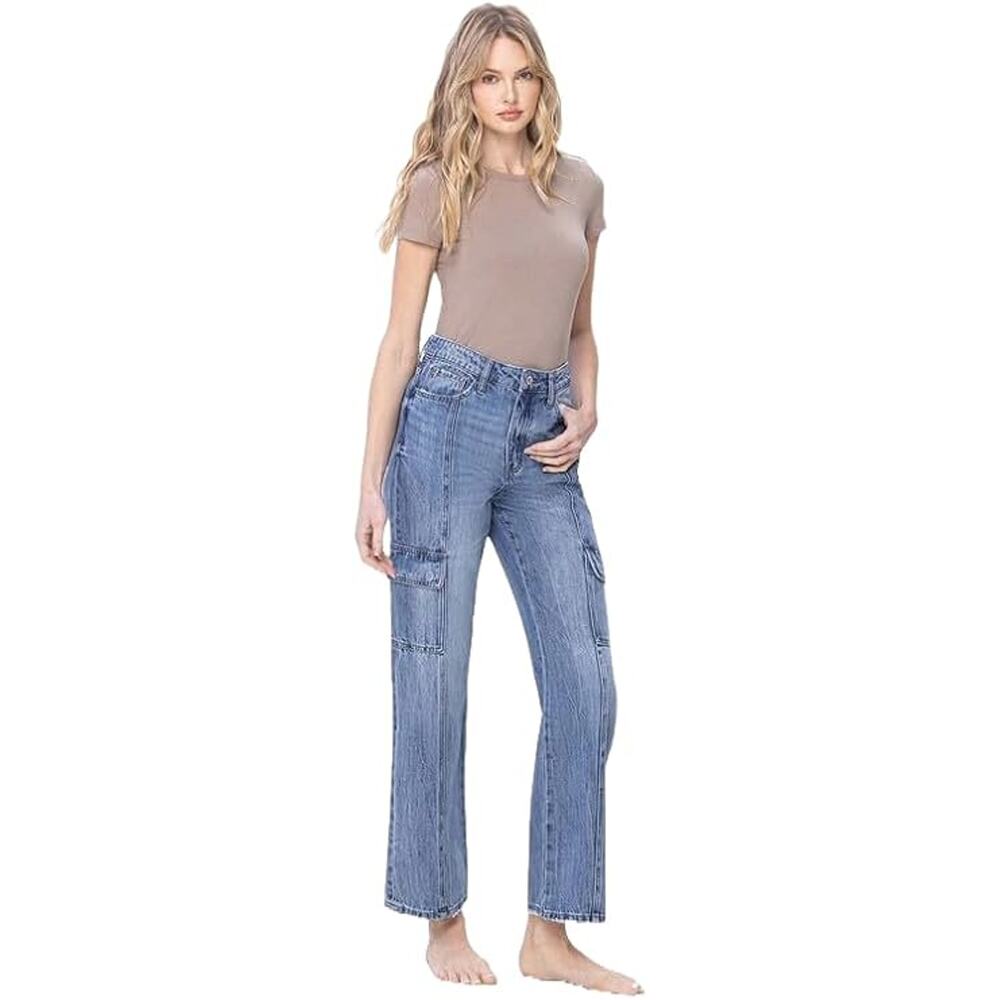 Vervet by Flying Monkey High Rise Dad Cargo Jeans - V3418 - Size 28 - Picture 3 of 4
